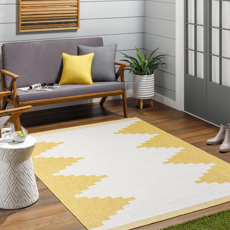 The Twillery Co.® Granby Yellow Outdoor Area Rug & Reviews Wayfair